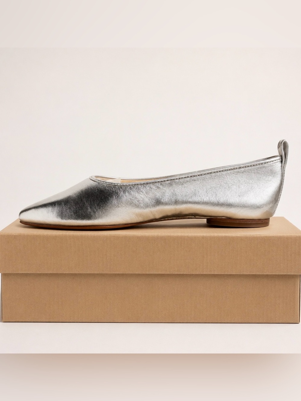 Vince Metallic Silver Leather Ballet Flats Size 9